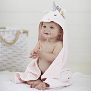 Elegant Baby Pink Unicorn Hooded Towel