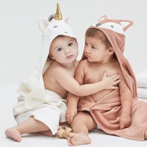 Elegant Baby White Unicorn Hooded Towel