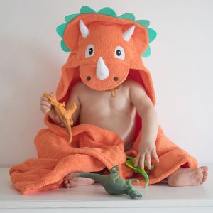 Yikes Twins Triceratops Dinosaur Hooded Towel