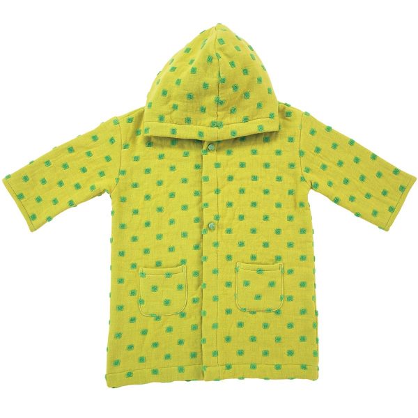 AM PM Kids Yellow With Green Dots Muslin Robe Front View