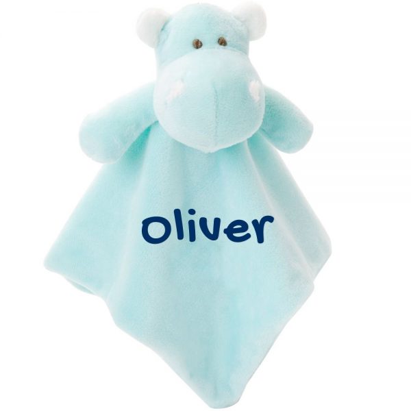 10 Inch Hippo Blankie Lovie Security Blanket With Personalization