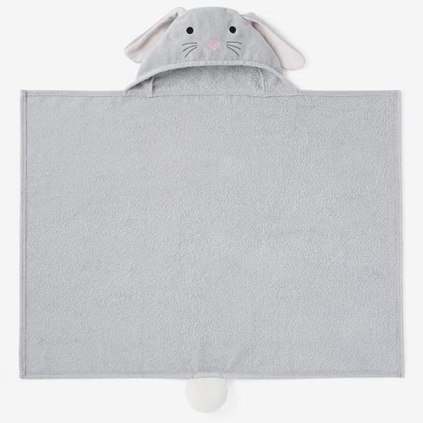 Elegant Baby Gray Bunny Hooded Towel For Toddlers