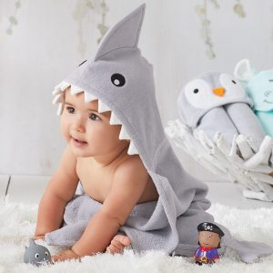 Elegant Baby Gray Shark Hooded Towel