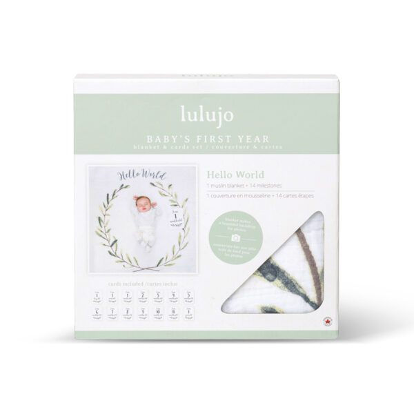 Lulujo Hello World Milestone Blanket Packaging