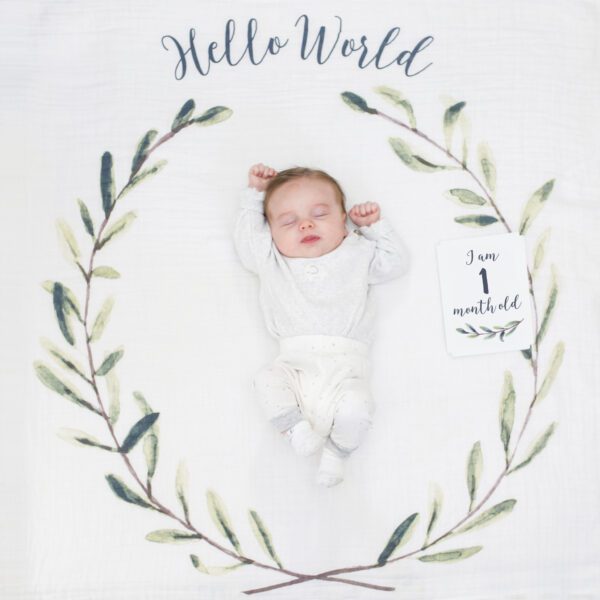 Lulujo Hello World Milestone Blanket