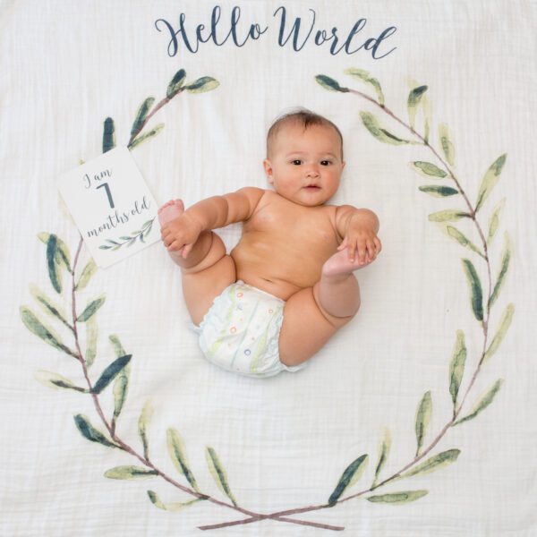 Lulujo Hello World Milestone Blanket