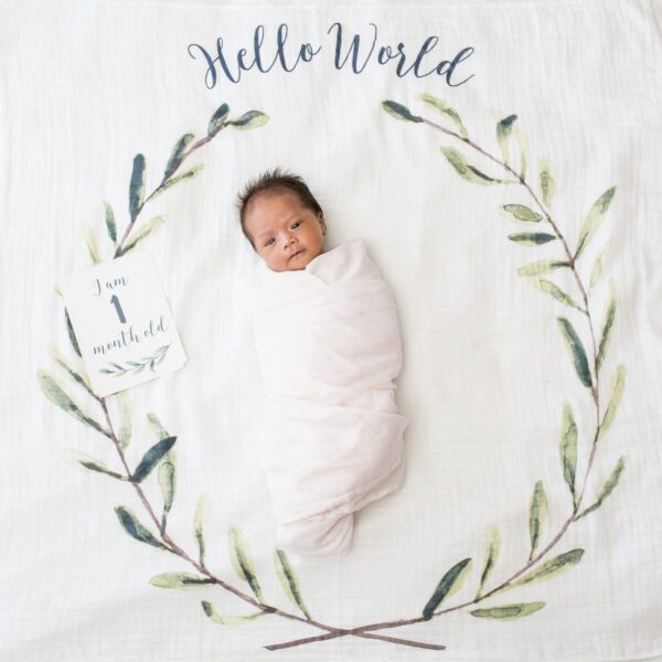 Lulujo Hello World Milestone Blanket