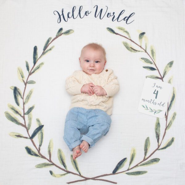 Lulujo Hello World Milestone Blanket