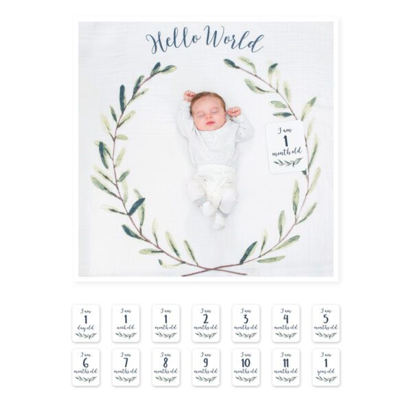 Lulujo Hello World Milestone Blanket
