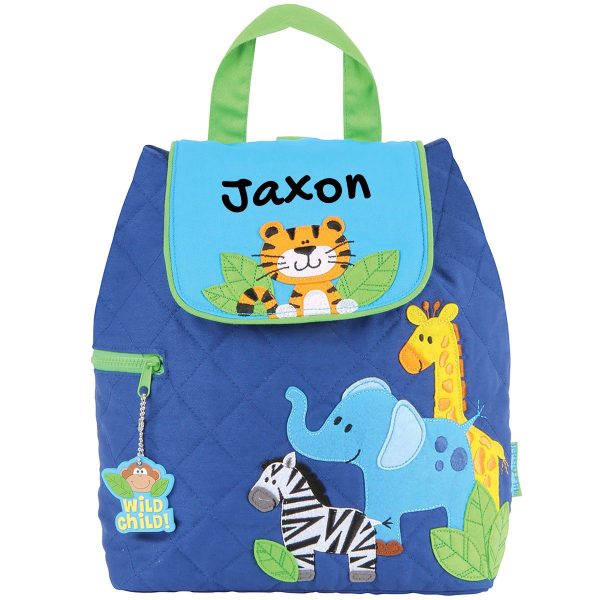 Stephen Joseph Boy Zoo Quilted Backpack With Personalization