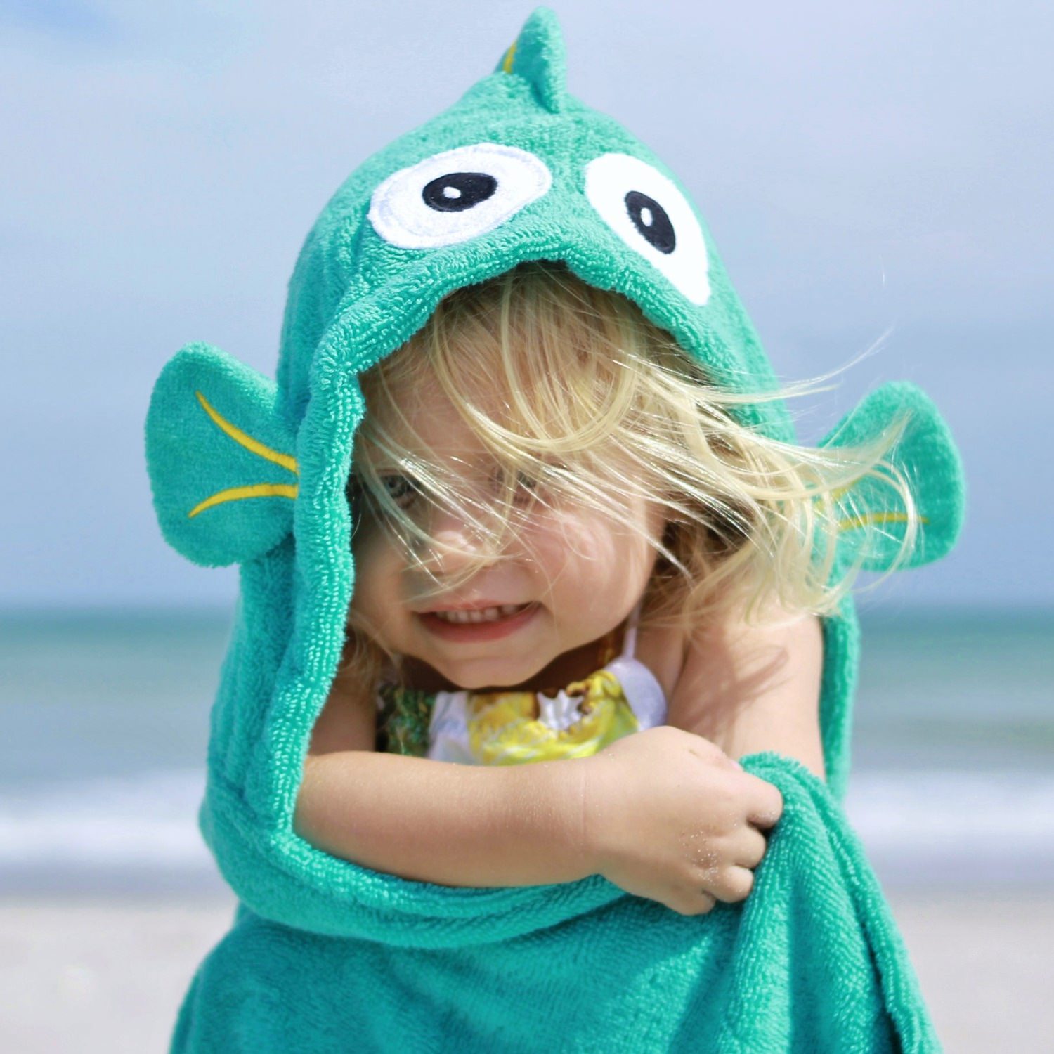 Yikes Twins Fish Hooded Towel