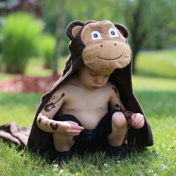 Yikes Twins Monkey Hooded Towel