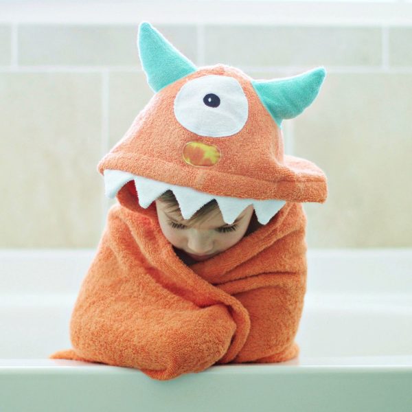 Yikes Twins Orange Monster Hooded Towel