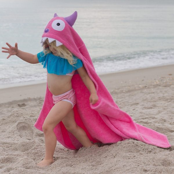 Yikes Twins Pink Monster Hooded Towel