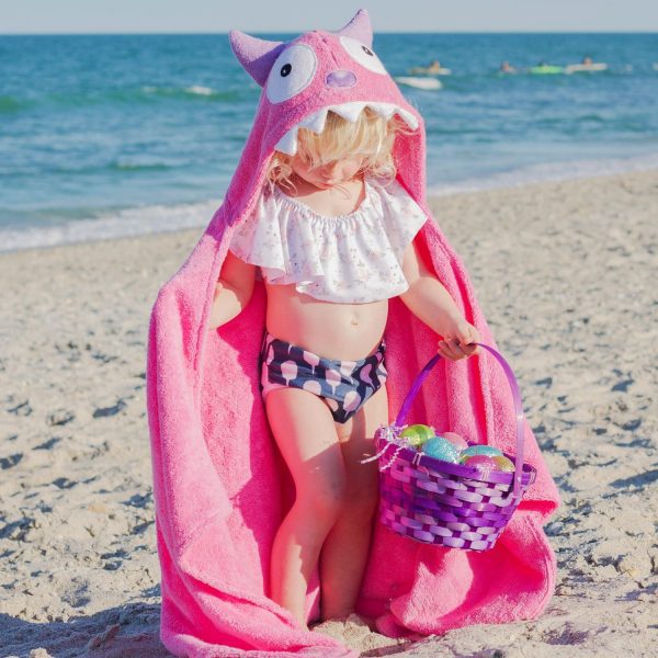 Yikes Twins Pink Monster Hooded Towel