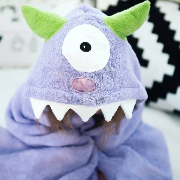 Yikes Twins Purple Monster Hooded Towel