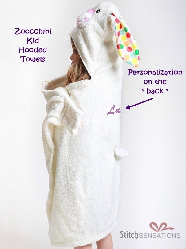 Personalized Zoocchini Bunny Hooded Towel With Sample Embroidery